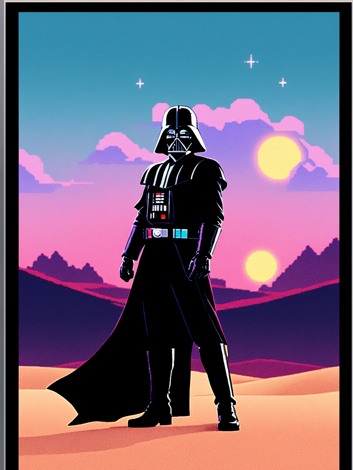 01335-2925846327-0812-, darth vader, posing with pistol, in a village, on sand planet, moons in the sky, pixel art, 8bit, aliasing, contrast, complex.png
